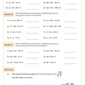 9 4 Solving Quadratic Equations By Completing The Square Worksheet Answers