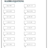 Algebra Equations Worksheet