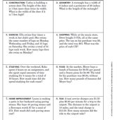 Algebraic Equations Word Problems Grade 8