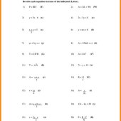 Algebraic Equations Worksheets 9th Grade