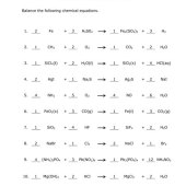 Balancing Chemical Equations Worksheet With Answers