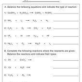 Chemical Reactions And Equations Review Worksheet