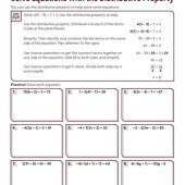 Distributive Property Solving Equations Worksheet