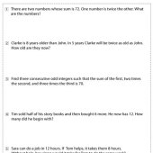 Easy Linear Equations Word Problems Worksheet