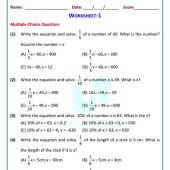 Linear Equations In One Variable Class 8 Worksheets Pdf