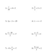 One And Two Step Linear Equation Worksheets