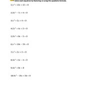 Solving Quadratic Equations Using The Formula Worksheet Tes