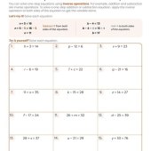 Solving Subtraction Equations Worksheet