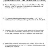 Systems Of Linear Equations In 3 Variables Word Problems