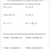Write The Slope Intercept Form Of Equation Each Line Described Worksheet