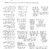 Writing Quadratic Equations From 3 Points Worksheet