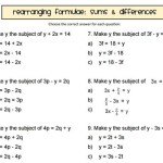 Rearranging Equations Worksheet Year 9