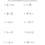 Solving One Step Equations With Fractions And Decimals Worksheet