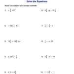 Solving One Step Equations With Fractions And Decimals Worksheet