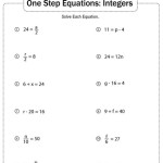 Solving One Step Equations Worksheet Tes