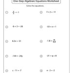 Solving One Step Variable Equations Worksheet