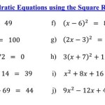 Solving Quadratic Equations Using Square Root Property Worksheet