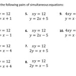 Solving Quadratic Simultaneous Equations Worksheet Tes