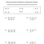 Solving Systems Of Equations Matching Worksheet Answer Key