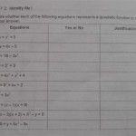 State Whether Each Of The Following Equations Represents A Quadratic Function Or Not