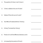 Translating Expressions And Equations Worksheet