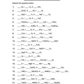 Introduction To Chemical Equations Worksheet Answers