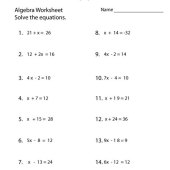 Simple Math Equations Worksheets