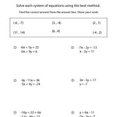 System Of Equations Worksheets