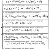 Word Equations Worksheet Chemistry Answers