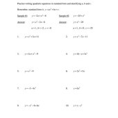 Writing Quadratic Equations In Vertex Form Worksheet